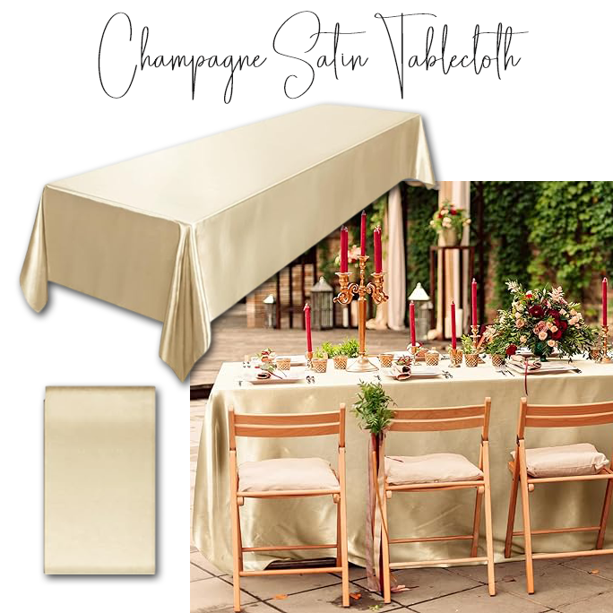 Champagne Satin Party Tablecloth