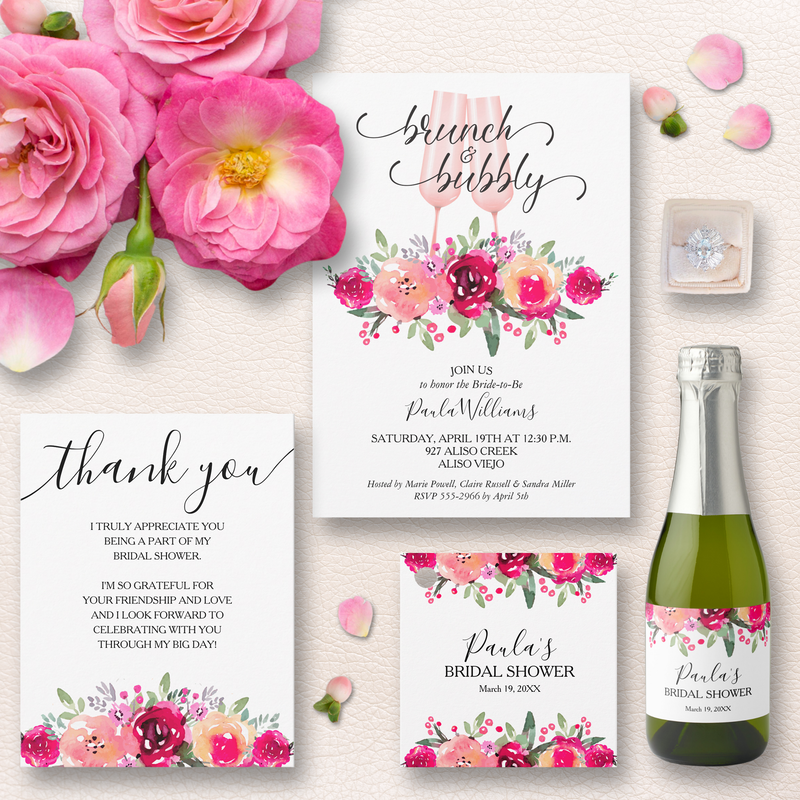BRIGHT PINK FLORAL BRIDAL SHOWER COLLECTION
