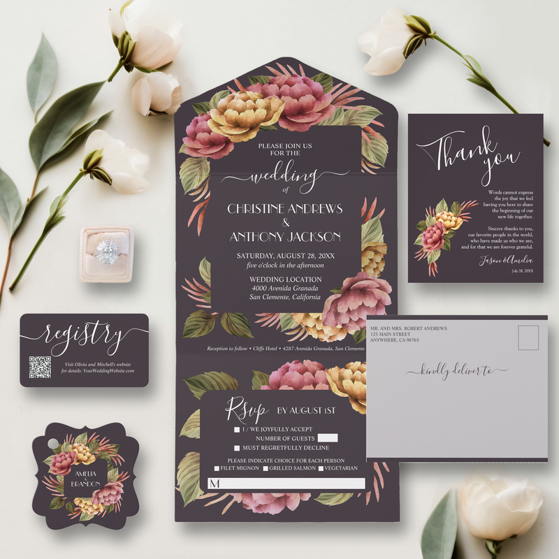 DRAMATIC WATERCOLOR FLORAL WEDDING COLLECTION