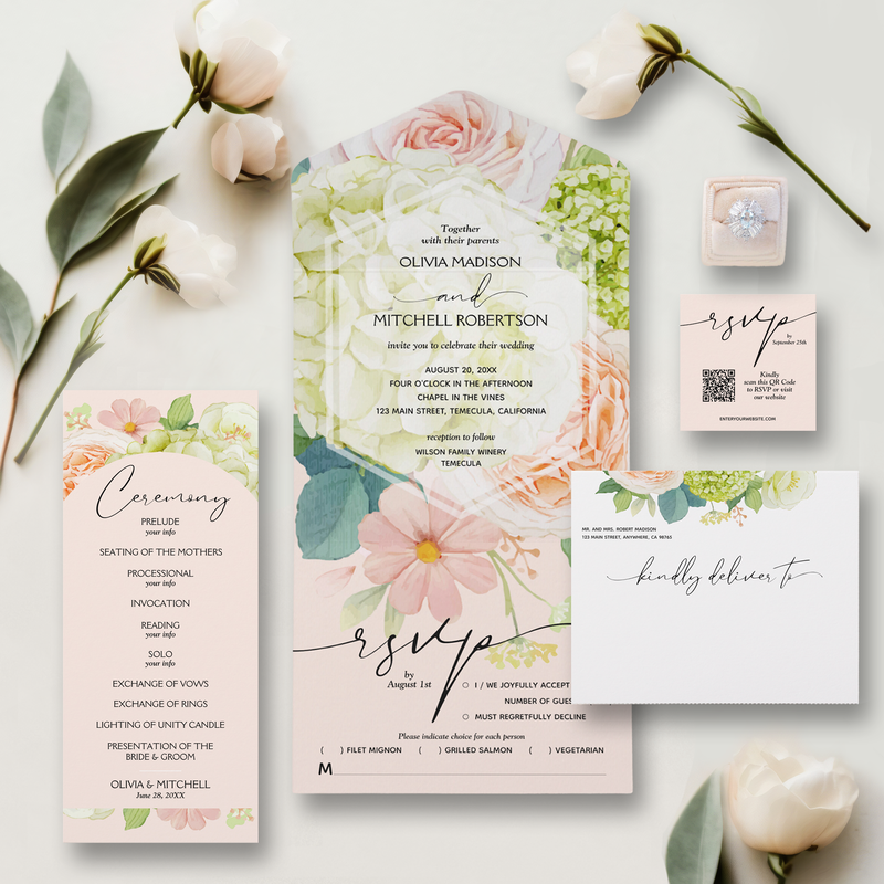 FLORAL ON BLUSH PINK WEDDING COLLECTION