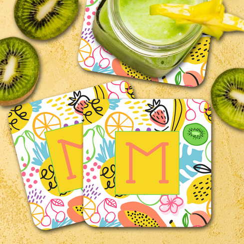 Hand Painted Summer Fruit Pattern Square Paper Coasters