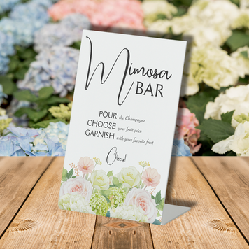 Bridal Shower Mimosa Bar Pedestal Sign with  Watercolor Florals