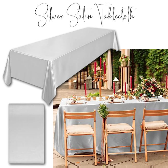 Silver Satin Tablecloth