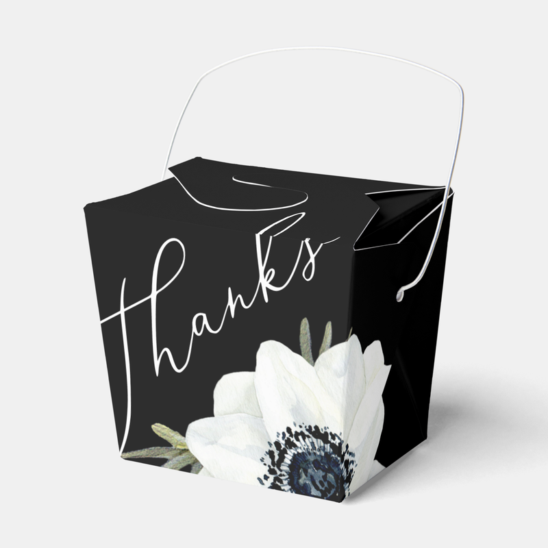 Black and White Floral Bridal Shower Favor Boxes