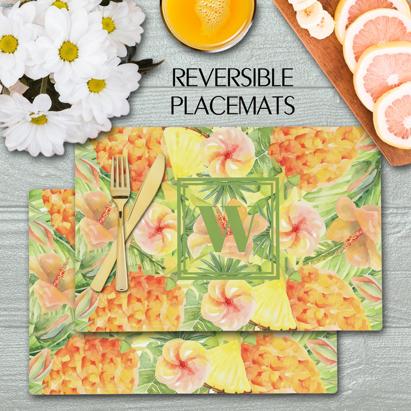 Monogrammed Pineapple Flowers Greenery Placemats