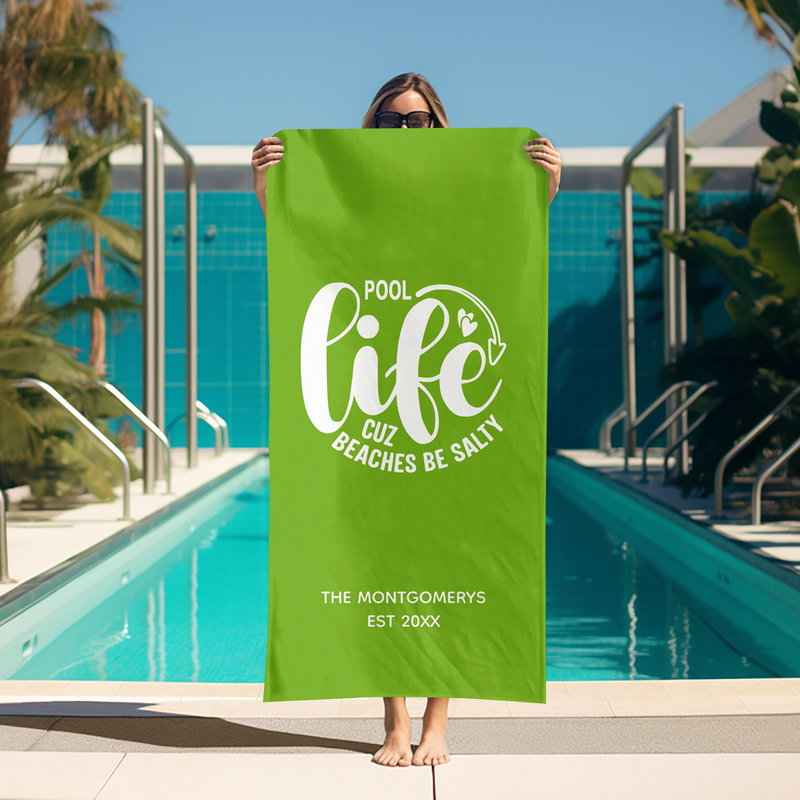 Pool Life Lime Green Beach Towel