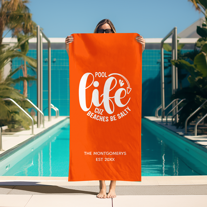 Pool Life Orange Beach Towel
