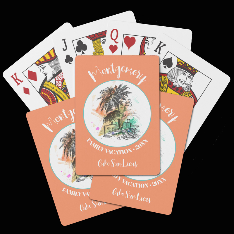 Summer Family Vacation Orange Playing Cards