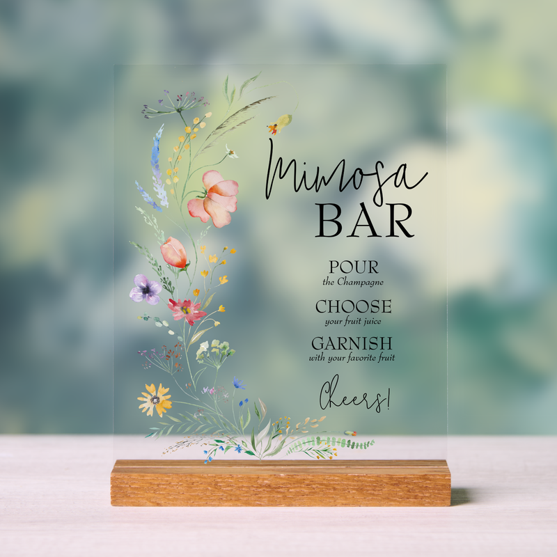 Wildflowers Baby Shower Mimosa Bar Acrylic Sign