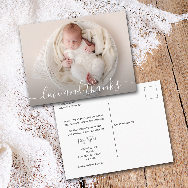 Baby Photo Thank You Birth Announcement Postcards