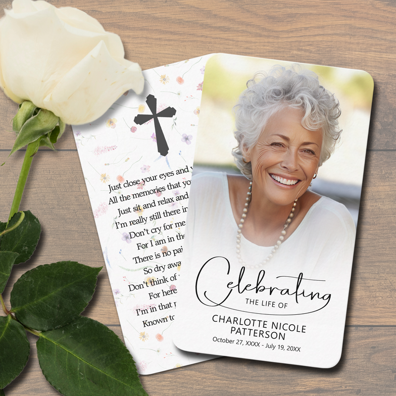Celebration of Life Photo Bookmark Prayer Cards