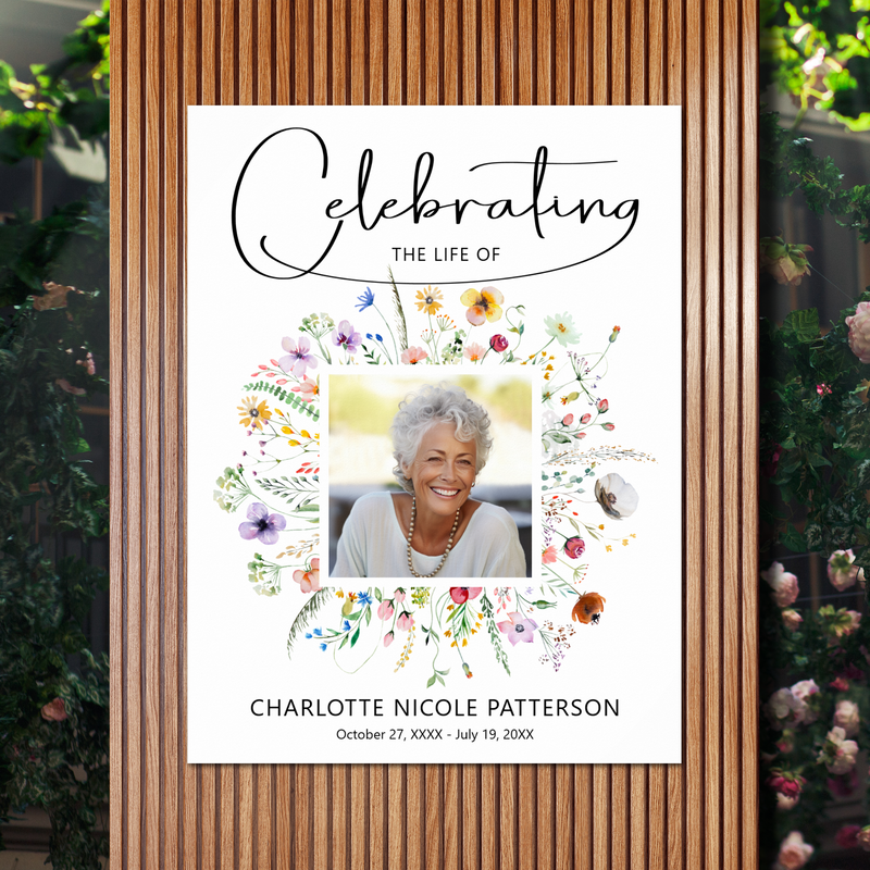 Modern Wildflower Celebration of Life Funeral Poster