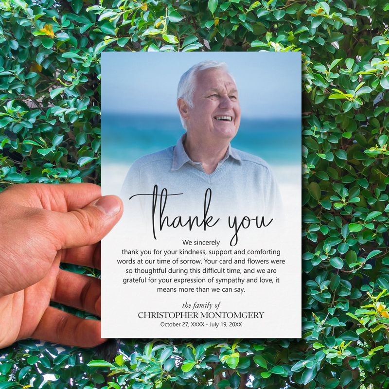 Simple Funeral Photo Thank You Cards