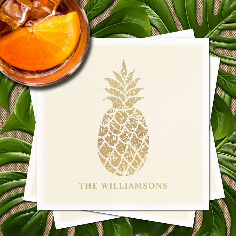 Gold Pineapple Tropical Napkins