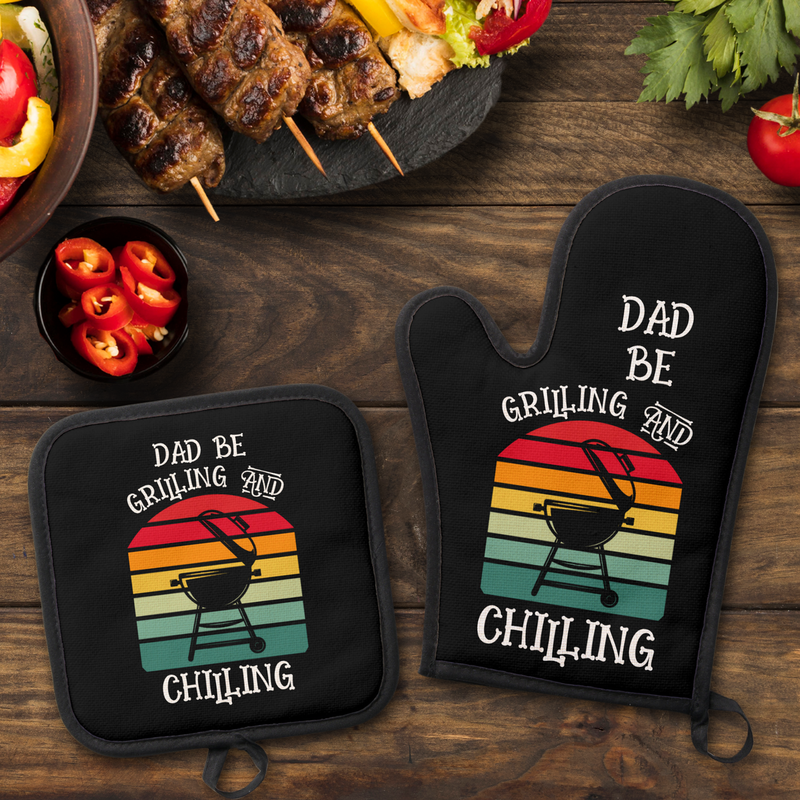 Dad be Grilling and Chilling Oven Mitt & Pot Holder Set