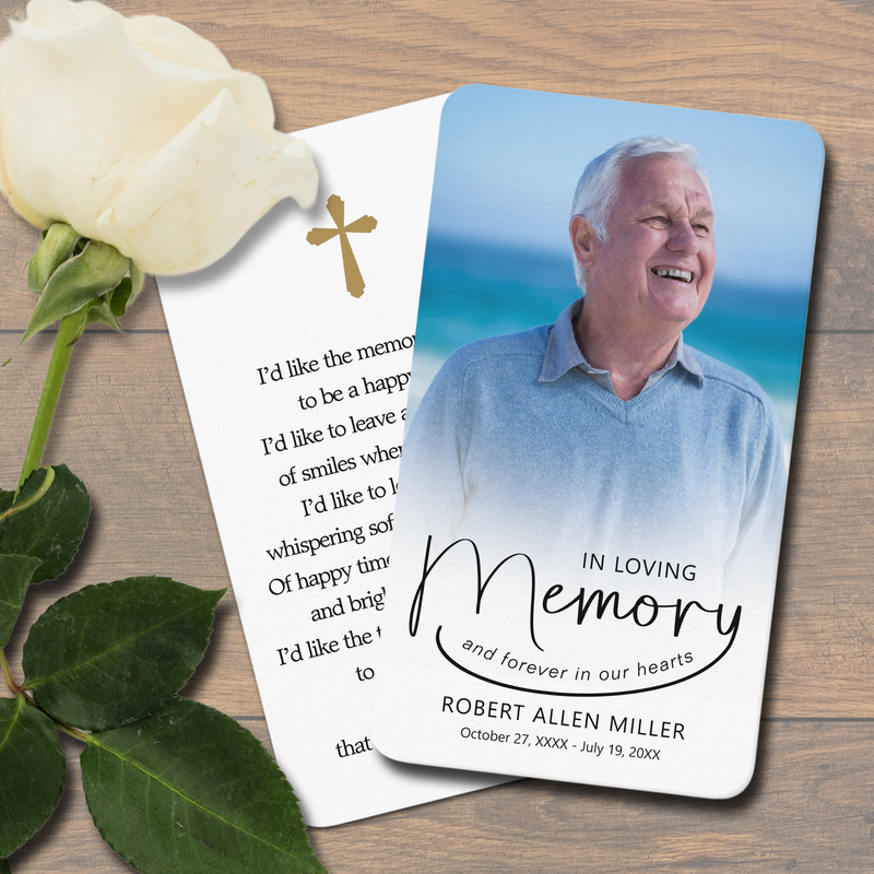 In Loving Memory Photo Bookmark Prayer Cards