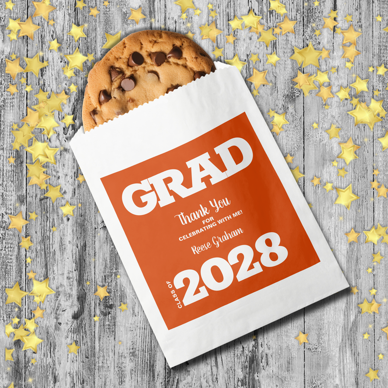 Orange and White Graduation Party Favor Bags