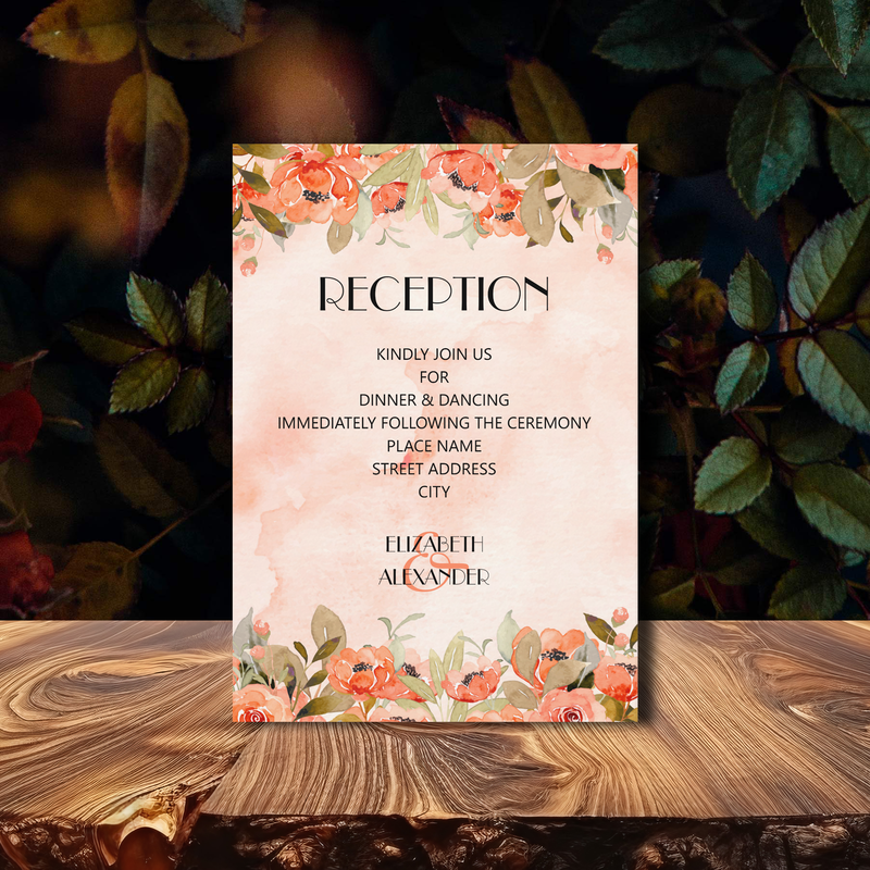 Chic Watercolor Floral Reception Enclosure Cards