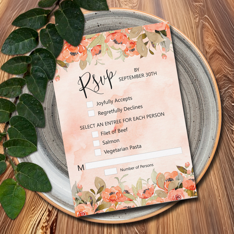 Chic Watercolor Floral RSVP Cards