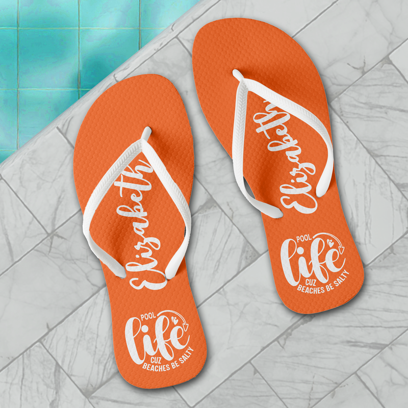 Pool Life Orange Flip Flops
