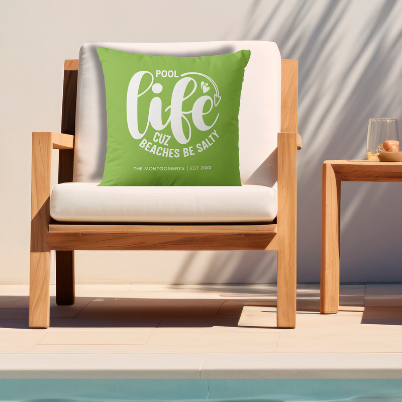 Pool Life Lime Green Outdoor Pillow